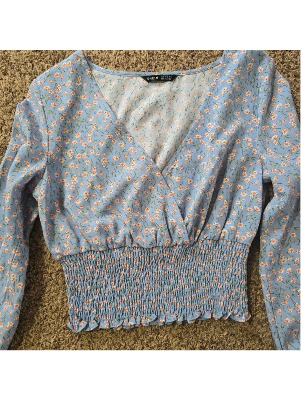 SHEIN Blue Floral Crop Top Women's Size Small - Picture 5 of 6